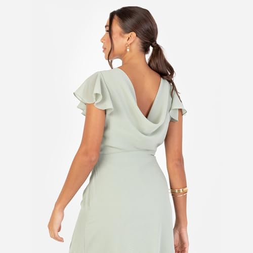 Robe maxi col rond perlée idéale invitée de mariage