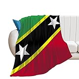 FJQWKLF Flanelldecke mit Flagge von St. Kitts & Nevis, Bedruckt, leichte & atmungsaktive Plüschdecke für alle Jahreszeiten, Überwürfe, 127 x 152 cm