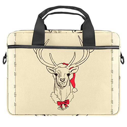 Housse sacoche portable 13 13.3 14 pouces motif renne de Noël - Sac bandoulière PC solide