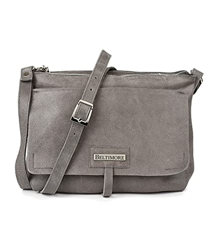 Sac à main pour femme compartimenté gris en cuir anti-encombrement