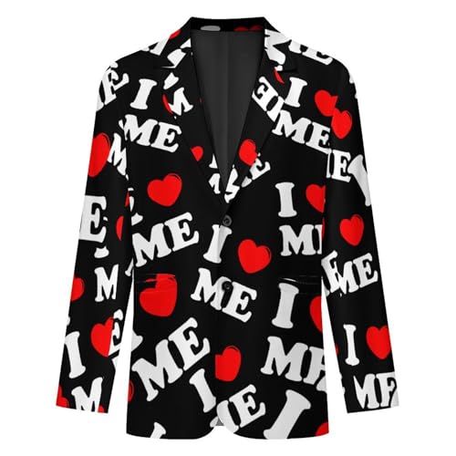 I Love Me Mens Suit Jacket Lapel Blazers V Neck Button Business Coat Tuxedo for Wedding Party4