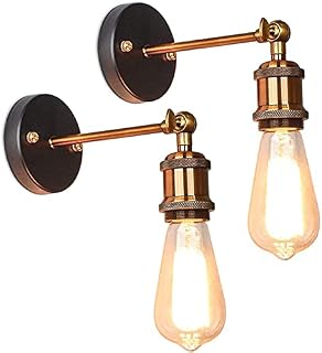 ASCELINA Industrial Wall Light 2 Pack, Vintage Wall Lamp Adjustable Brass Wall-Mounted Lighting Sconce with E27 Lamp Holder for Loft Restaurant Bar Hotel Cafe (2 Pack, Without Buld)