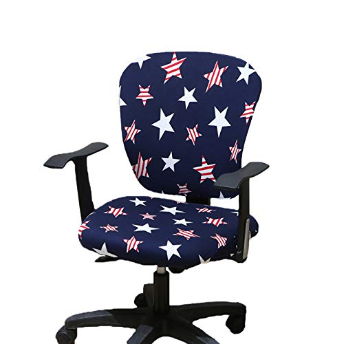 KJDS Office Chair Covers Stretchable Split 2 Piece Stretch Printing Office Desk Chair Cover Washable Swivel Chair Covers Universal Chair Protectors Covers (Dark Blue Flag)