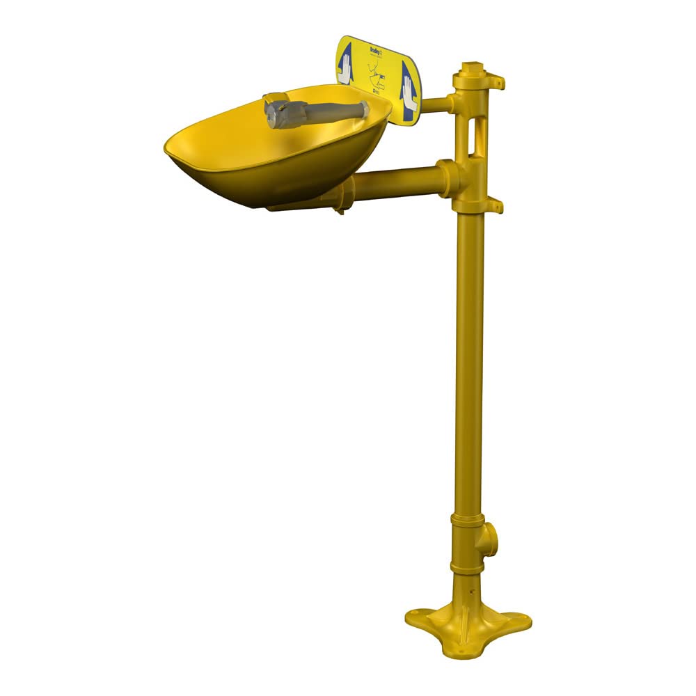 Safety Eye/Face Wash Unit with Plastic Bowl by Bradley – metal, Yellow, Model S19214EW