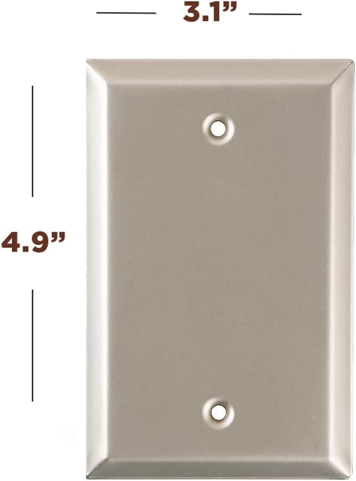 SLEEKLIGHTING Brushed Nickel Outlet Covers and Switch Plates-Decorative Wall Plate Light Switch Cover Flat -Variety of Styles: Decorator/Duplex/Toggle / & Combo-Size: 1 Gang Blank(4Pack)