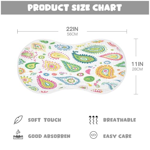 Colorful Paisley Designs Burp Cloths Cotton Baby Washcloths,Large 22x11in Burping Cloth Absorbent and Soft for Newborn Baby Boys and Girls,1 Pack4