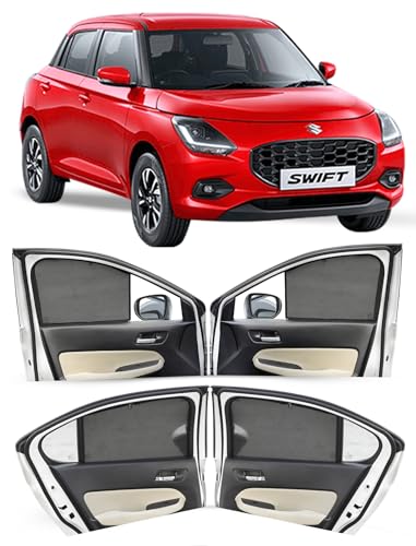 Image of Autofact Car Sunshades for Maruti Swift (2025 Onwards), UV Protection, Useful Car Accessories, Custom fit Sun Shades for Side Windows, Set of 4