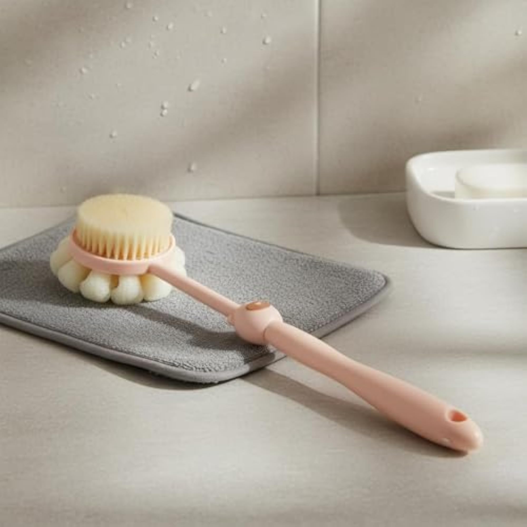 Soft Bristles 2-in-1 Shower Brush, Pink