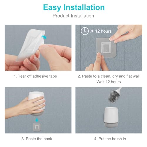 Image of ANOXA Toilet Brush and Holder Set for Bathroom, Flexible Toilet Cleaning Bowl Brush Head with Silicone Bristles, Compact Size for Storage and Organization, Grey