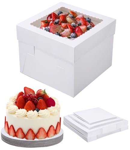 Lixara Kuchenboxen, Tortenkarton mit Deckel Tortenschachtel, zur Aufbewahrung von Kuchen, Torten und Gebäck (10zoll weiß) Lixara Kuchenboxen, Tortenkarton mit Deckel Tortenschachtel, zur Aufbewahrung von Kuchen, Torten und Gebäck (10zoll weiß)