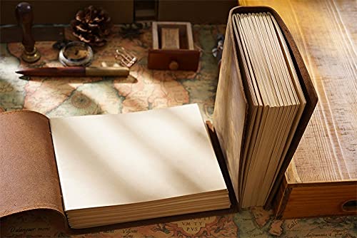 Cuaderno de bocetos hecho a mano con cubierta de cuero, libro de bocetos grueso, diario Retro, regalo for estudiantes, papel Kraft en blanco, 400 páginas