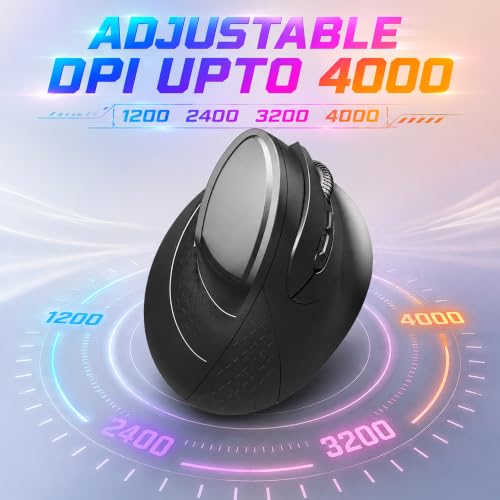 Image of Ant PC M200 Vertical Wireless Mice, Wireless Ergonomic Design, Rechargeable,5 Adjustable DPI, Silent 2.4GHz Optical Tunnel, USB Wireless Mouse for Laptop, PC Black