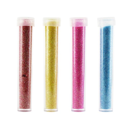 CTOP - Loisir créatif - Set 4 tubes paillettes diamantines rouge - or - rose - bleu Cover