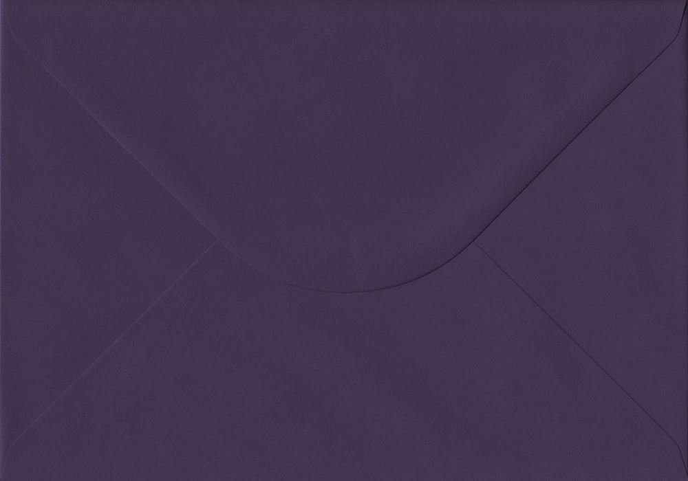Pack of 50 Aubergine 162mm x 229mm Gummed 135gsm Luxury C5 (to fit A5) Coloured Dark Purple Envelopes. GF Smith Colorplan Paper.