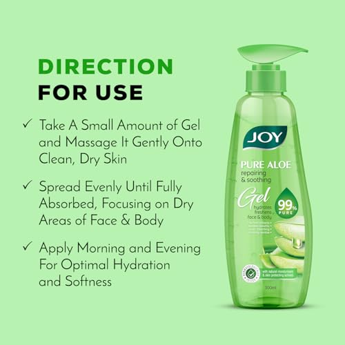 Image of Joy Pure Aloe Vera Gel for Face & Body (600ml) with Natural Moisturisers & Pro Vitamin B5 | 99% Pure Aloe Gel for Hydrating Dry & Damaged Skin | Non Sticky & Quick Absorbing