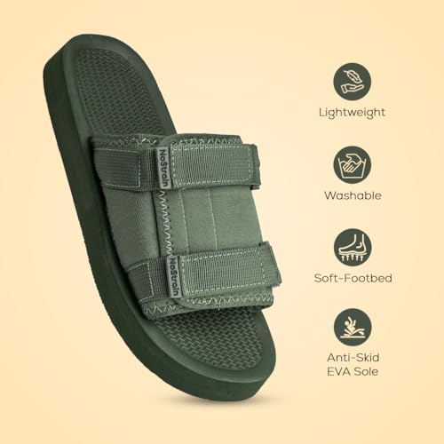 Image of NoStrain Men's Sandals & Slippers, Comfortable & Casual Footwear for Men | Lightweight, High Sole & Stylish
