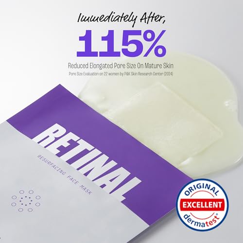LAPCOS Retinal Resurfacing Mask - Korean Skin Care Mask w/Retinal, Hyaluronic Acid, Niacinamide & Centella Asiatica - Soothing Face Mask Spa - Firming Face Mask (5 Count, 1.05 oz)