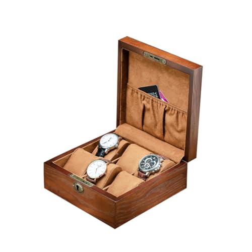 Boîte à montres en bois de luxe 6 compartiments carrée marron - 2