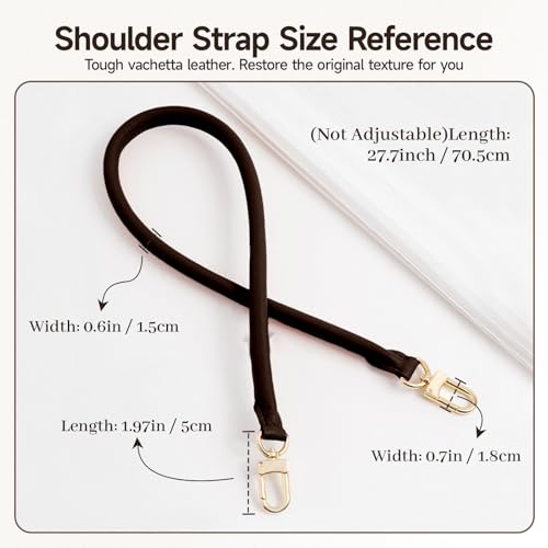 Image of Bag Genuine Vachetta Leather Shoulder Short Strap Replacement Fit for Graceful Damier or Speedy25 30 35(Coffee)