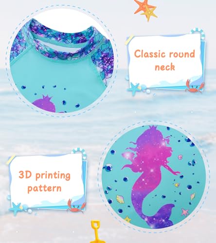 Image of UNIFACO Toddler Girls Swimsuit Rashguard Set Summer Beach Breathable Tankini with UPF 50+ Sun Protection 2-8T