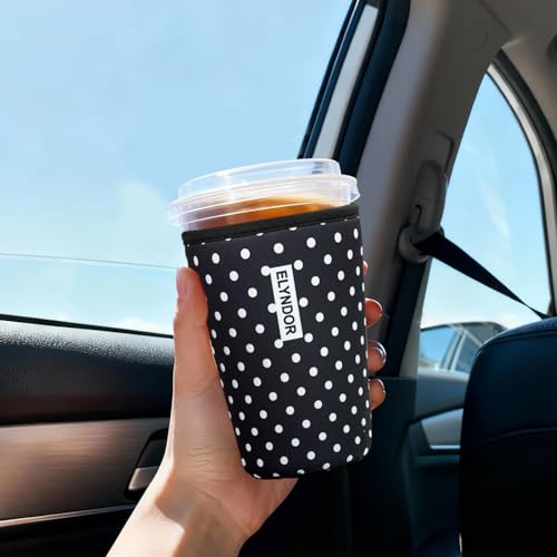 Image of Reusable Insulated Sleeve for Iced Coffee Cup, 3-Pack Coffee Neoprene Drink Sleeve for Cold & Hot Drinks, Beverage Holder for Iced Coffee (Classic Polka Dots)