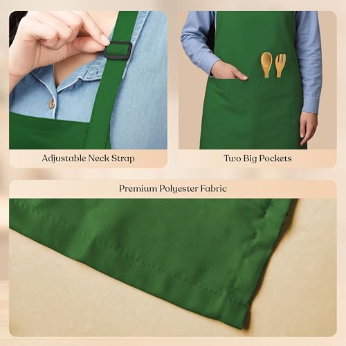 Image of CRASOME Kitchen Apron for Men & Women | Unisex Cooking Apron with 2 Front Pockets and Adjustable Straps | Apron for Chef, Hotel, Cafe, Restaurant, Gardening, Workshop