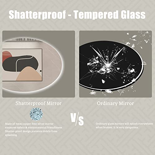 Bulife 28 X 20 Inch Oval Backlit Led Bathroom Mirror Anti-Fog 3 Colors Light Dimmable Wall Mounted Lighted Bathroom Vanity Mirror Smart Makeup Mirror With Touch Switch #TOP6