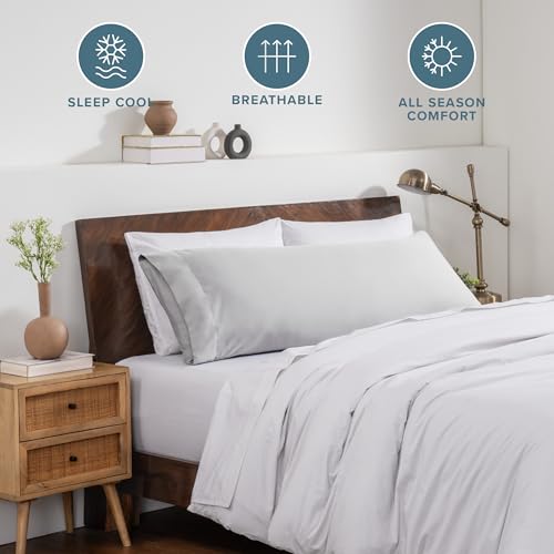 Image of Bare Home Microfiber Body Pillow Cover - Ultra Soft & Cooling - Double Brushed - Envelope Closure - Easy Care (21''x54'' Body Pillow Cover, Cloud Grey)