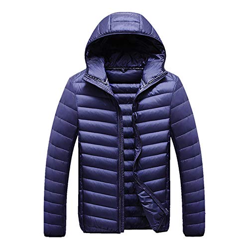 Doudoune en duvet de canard blanc AKT pour homme manteau bleu à capuche taille M
