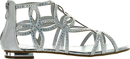 Forever Tory-63 Womens Cut Out Back Zip Flat Sandals,Silver,9 #TOP1