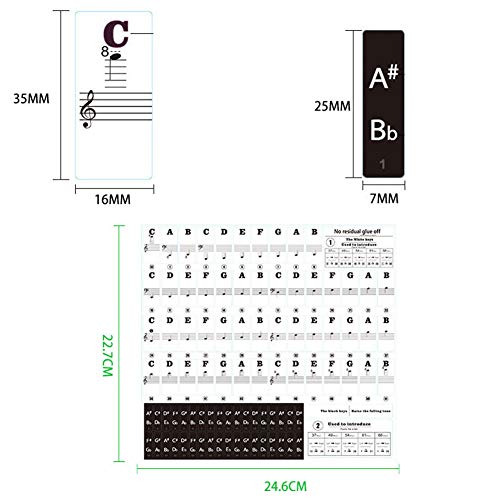 DASNTERED Piano Keyboard Stickers, 37/49/54/61/88 toetsen Muziek Piano Keyboard Stickers, Transparante en Afneembare… - Image 4