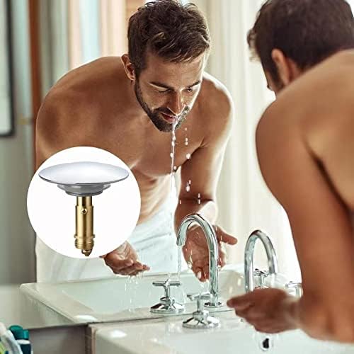 Bathroom Push Pop-Up Click Clack Plug Stopper, 66mm Push Sink Drain Plug Pop-up Stopper, Pop Up Sink Plug for Kitchen Bathroom Washbasin Bath (Solid Brass Chrome Plating)