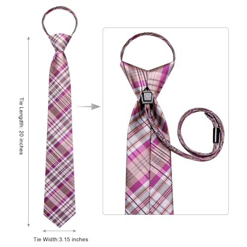 Image of Hi-Tie Zipper Ties for Men Pre-tied Tie Set Lapel Pin Pocket Square and Cufflinks Formal Business Wedding Adjustable Necktie