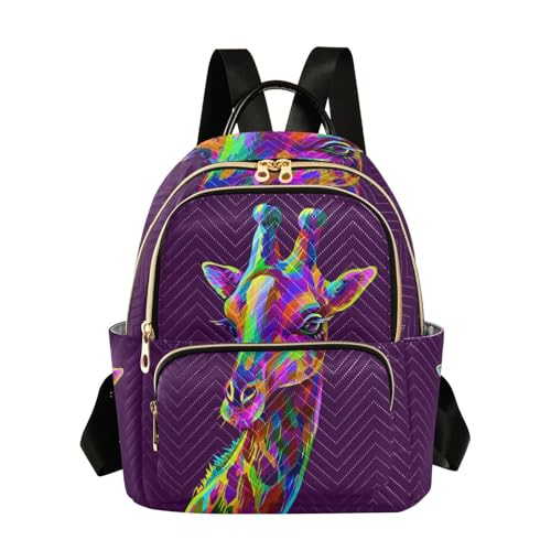 Sac à dos de voyage girafe colorée pour le shopping et l'université au quotidien