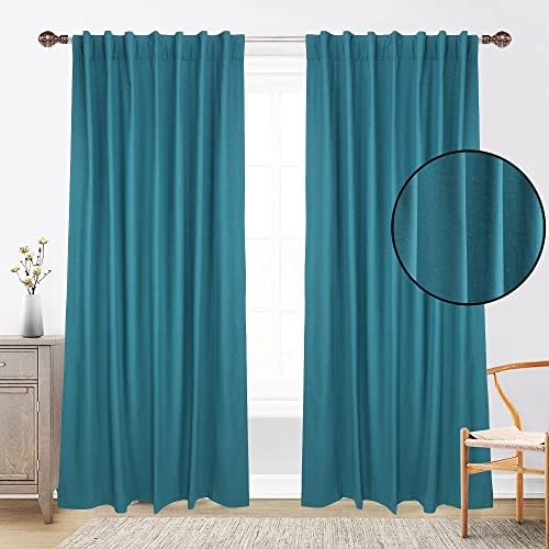 Linen Clubs Set of 2.100% Slub Cotton Duck Curtain White, Cotton Duck Reverse Tab Top Window Panels, 127 x 182.9 cm, Machine Washable for Easy Care