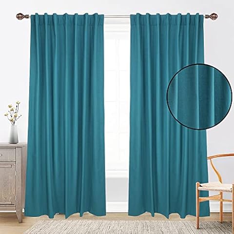 Linen Clubs GFI Cotton Curtains,Teal 84 inch,tab top Curtains,Livingroom Curtains, 2 Panel Sets 50x84 inch,Bathroom Window Curtains,tealpanel Curtains Cover