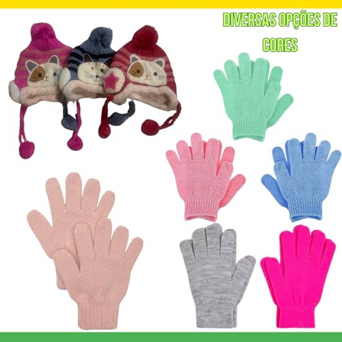 Conjunto De Frio Infantil Bebê Touca Gatinho e Luva Infantil Lã Menino Ou Menina (Menina)