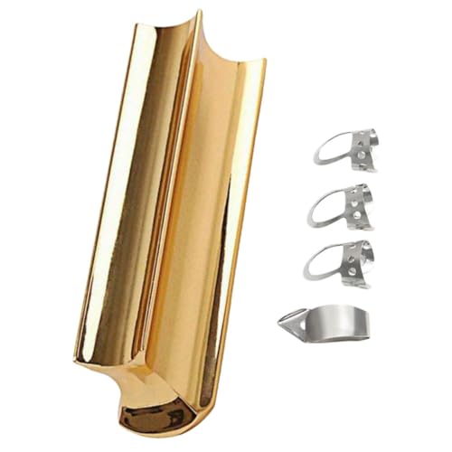 Toddmomy 5Pcs Guitar Slide Kit with Tone Bar Durable Finger Picks Rustproof Guitar Accessories for Clearer Sound for Electric Guitar Players
