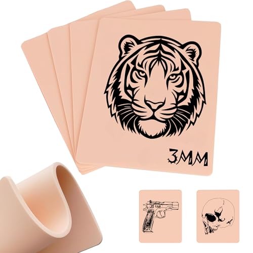 Emalla 3mm Fake Tattoo Practice Skin, 4pcs, 7.4" x 5.6"