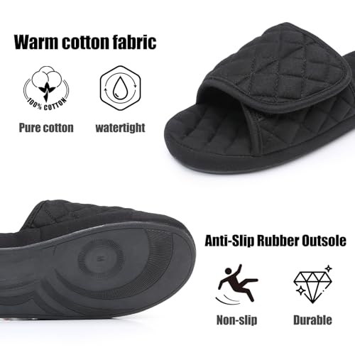 Git-up Womens Orthotic Slippers with Arch Support for Plantar Fasciitis Pain Relief,Open Toe Adjustable Memory Foam Slide House Slippers4