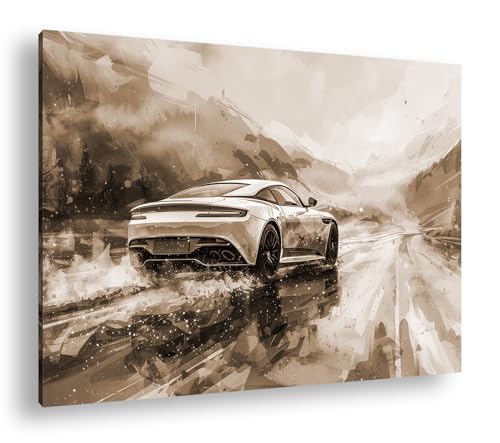 Voiture de sport argentée grand tableau pour grand mur vide