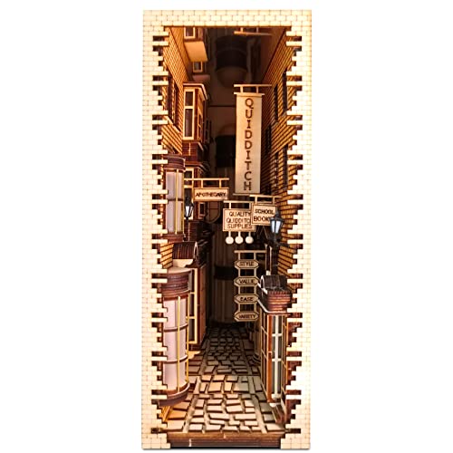 Wooden Diagon Alley Book Nook Kit Bookend Stand Bookshelf Insert DIY Bookends Decor Model Building Kit Accessories Luxury Decorative Books Ornaments Version Wooden Diagon Alley Book Nook Kit Bookend Stand Bookshelf Insert DIY Bookends Decor Model Building Kit Accessories Luxury Decorative Books Ornaments Version