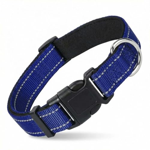 Collar Reflectivo para Perro Ajustable en Nylon Azul Marino Talla L