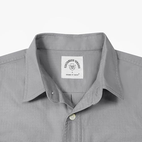 Dubinik® Mens Button Up Shirts Long Sleeve Casual Button Down Shirt Men Vintage Two Pocket Comfortable with Stretch4