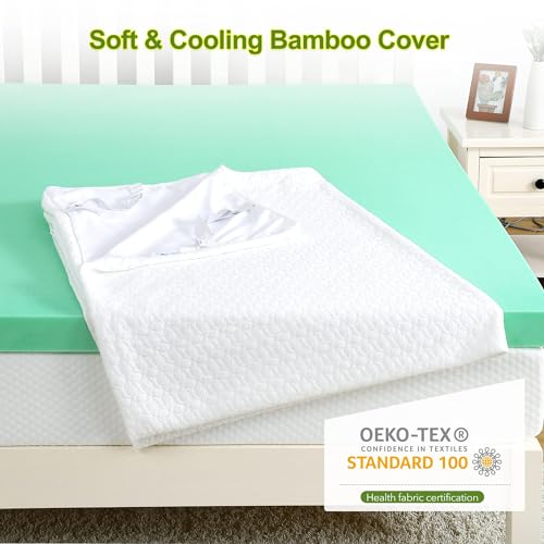 IDEALHOUSE 2024 New Mattress Topper King, 3 Inch Memory Foam Mattress Topper, Mattress Pad with Zippered Bamboo Cover, CertiPUR-US Certified (King, 3 Inch) by IDEALHOUSE - Used condition - Image 4