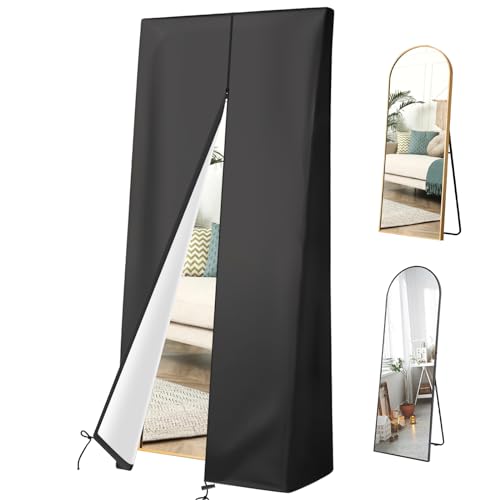 KY-HUAEN Full Length Mirror Cover 600D Oxford Floor Mirror Cover? Dustproof, Waterproof Mirror Cover for Bedroom Dressing Room Outdoor - Black(Cover Only) (64
