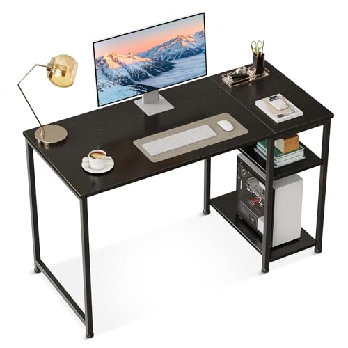 ODK Escritorio, escritorio para ordenador con estante reversible, mesa de oficina para oficina y salón (negro, 100 x 50 cm)