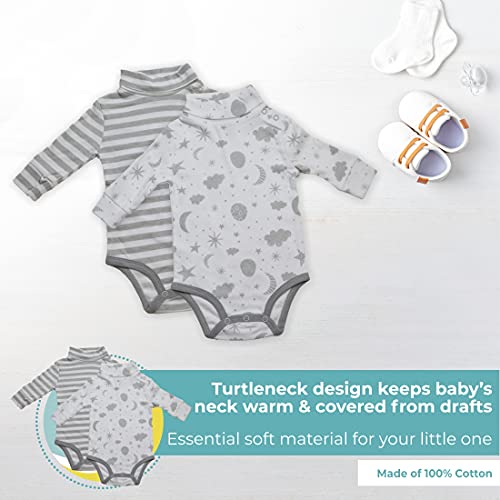 Image of SpaSilk Baby Boys 2 Pack Turtleneck Long Sleeve Bodysuit