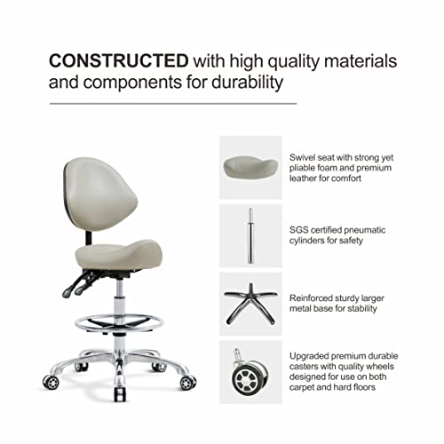 Kastele Ergonomic Saddle Stool Swivel Rolling Saddle Chair Hydraulic Adjustable Stool With Casters For Salon,Spa,Massage,Tattoo,Medical,Dental Hygienist,Kitchen #TOP5