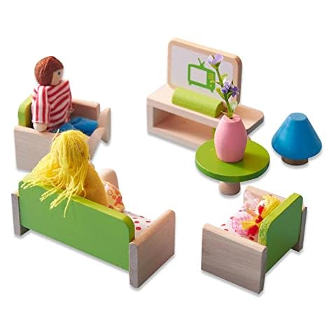 URFEDA Wooden Dollhouse Furniture Playset Cover